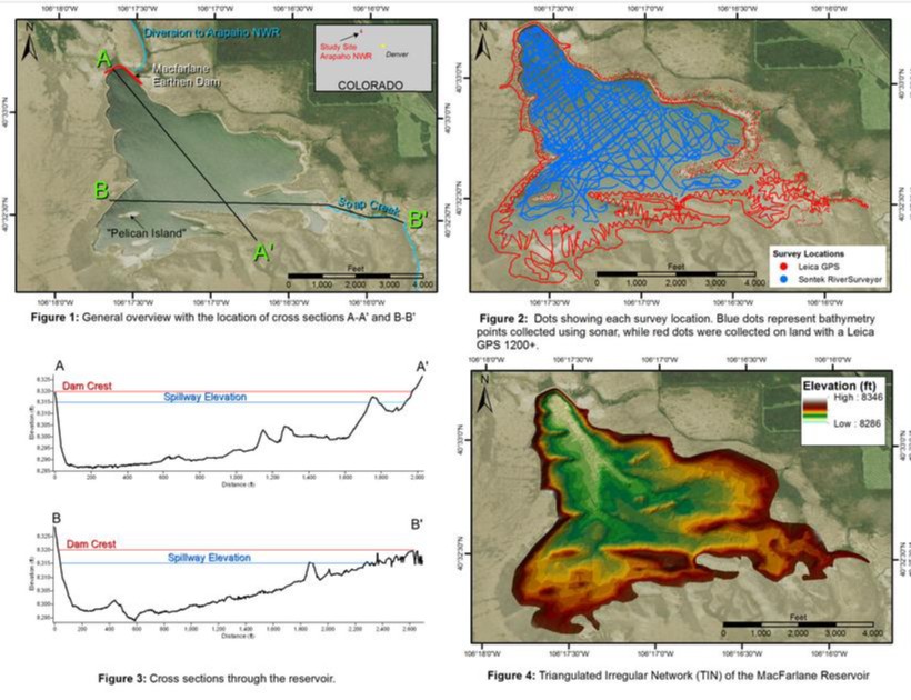 Рисунок 2 - Результаты батиметрической съемки водохранилища МакФарлейн