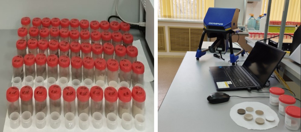 Рисунок 7 - Рентгено-флуоресцентный спектрометр портативный рентгенофлуоресцентный Olympus VANTA С. Образцы проб для проведения исследований методом РФСА